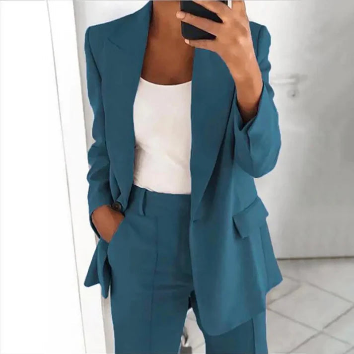 Set da 2 pezzi composto da giacca e pantaloni casual da donna🌺